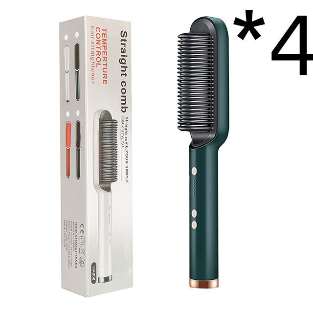 2-in-1 Hair Straightener & Curling Hot Comb – Negative Ion Electric Hair Brush for Smooth & Shiny Styling