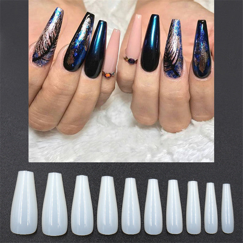 500pcs Transparent Natural Color Ballet Fake Nails – Full Cover Nail Tips for DIY Manicure