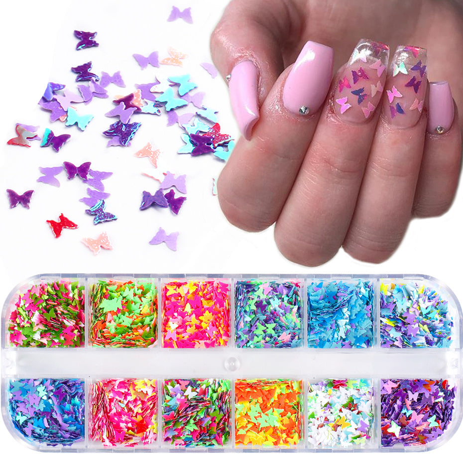 Symphony Butterfly Sequin Nail Decoration – Sparkling Nail Art Accessories