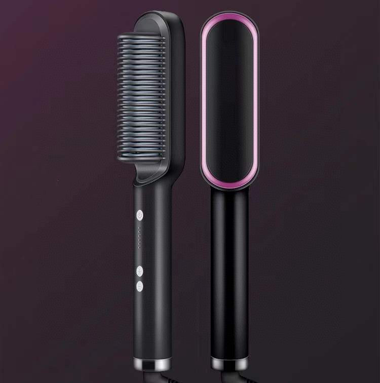 2-in-1 Hair Straightener & Curling Hot Comb – Negative Ion Electric Hair Brush for Smooth & Shiny Styling