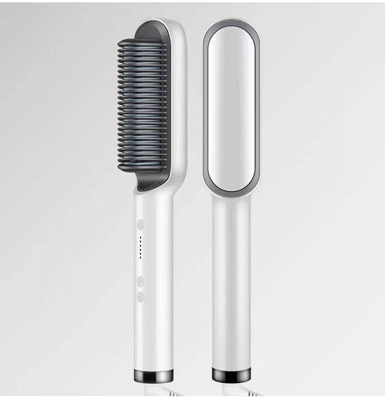 2-in-1 Hair Straightener & Curling Hot Comb – Negative Ion Electric Hair Brush for Smooth & Shiny Styling