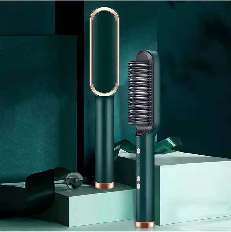 2-in-1 Hair Straightener & Curling Hot Comb – Negative Ion Electric Hair Brush for Smooth & Shiny Styling