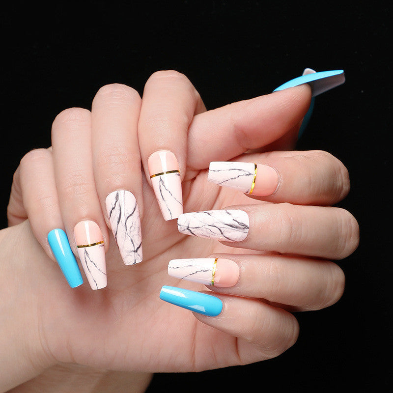 Ballet Coffin Fake Nails – Long Press-On Nail Set for Elegant DIY Manicure