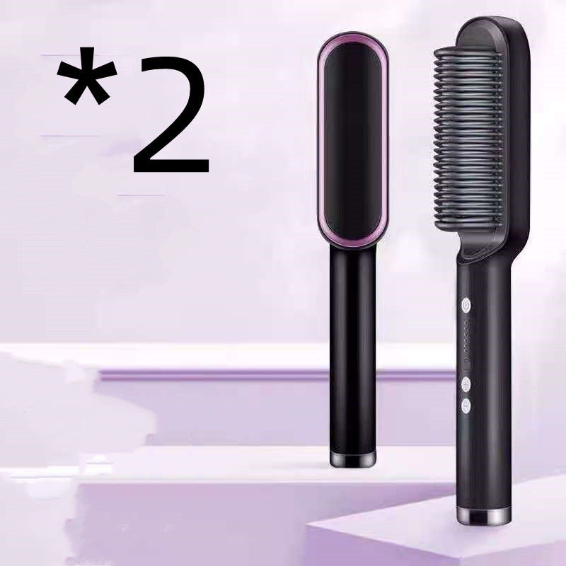 2-in-1 Hair Straightener & Curling Hot Comb – Negative Ion Electric Hair Brush for Smooth & Shiny Styling