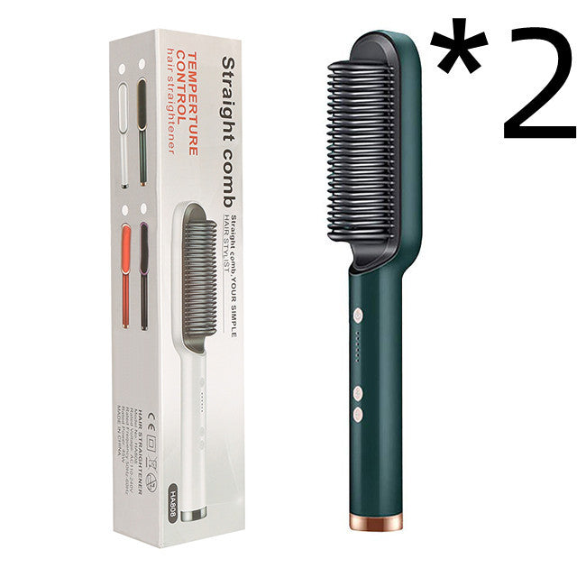 2-in-1 Hair Straightener & Curling Hot Comb – Negative Ion Electric Hair Brush for Smooth & Shiny Styling