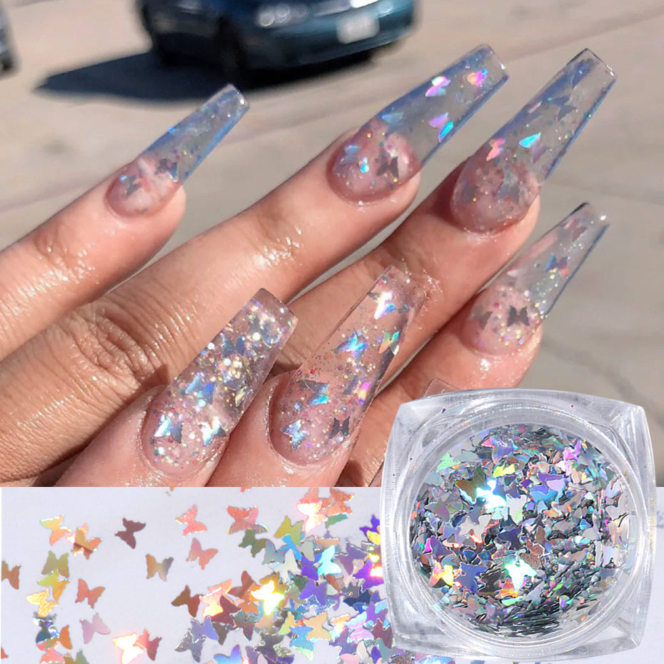 Symphony Butterfly Sequin Nail Decoration – Sparkling Nail Art Accessories