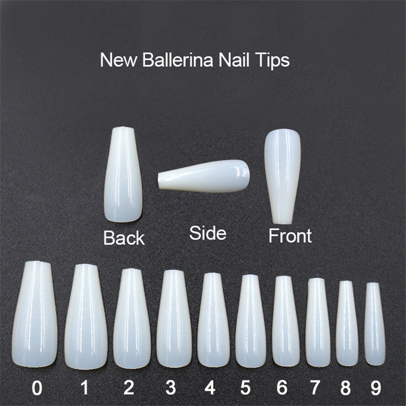 500pcs Transparent Natural Color Ballet Fake Nails – Full Cover Nail Tips for DIY Manicure