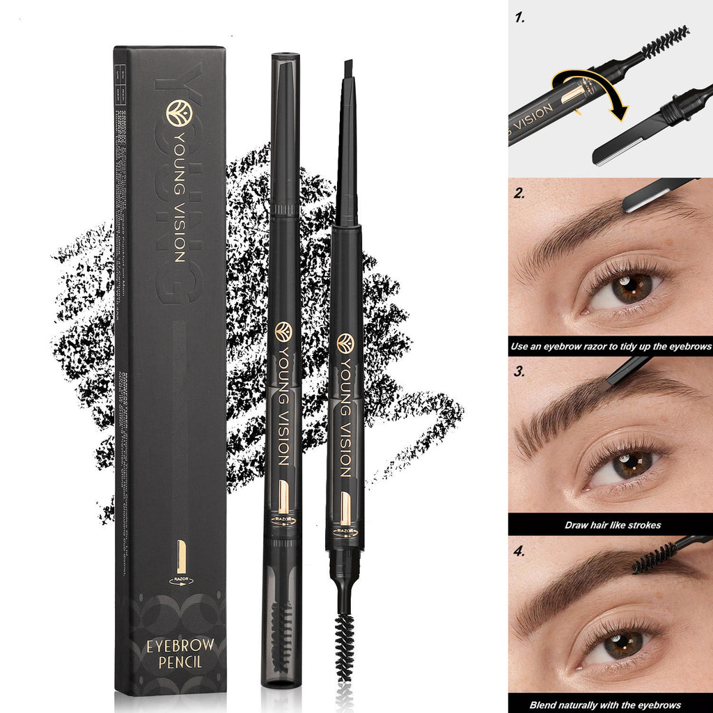 Fog Sense 3-in-1 Eyebrow Pencil – Waterproof, Smudge-Proof Eyebrow Definer with Pencil, Powder & Brush