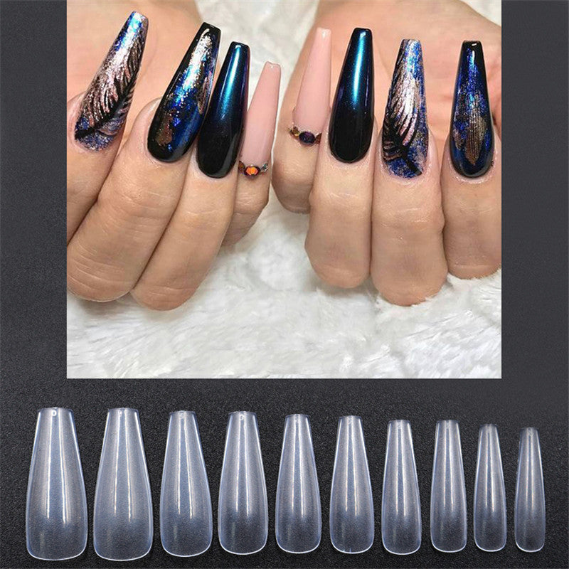 500pcs Transparent Natural Color Ballet Fake Nails – Full Cover Nail Tips for DIY Manicure