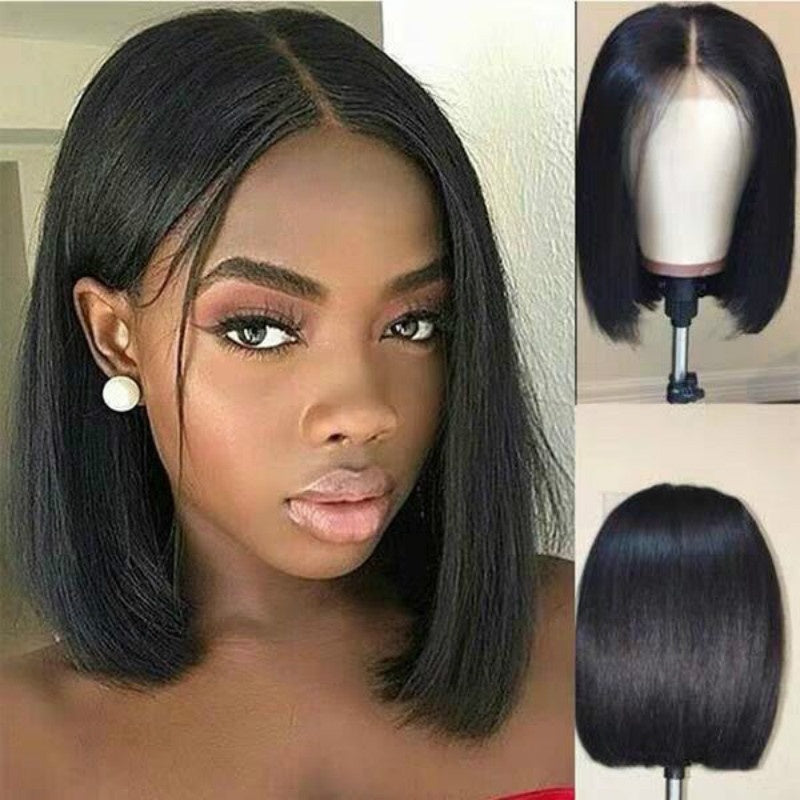 Short Bob Human Hair Wig for Women – Brazilian Remy Black Wig