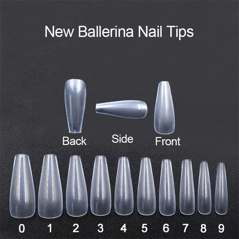 500pcs Transparent Natural Color Ballet Fake Nails – Full Cover Nail Tips for DIY Manicure