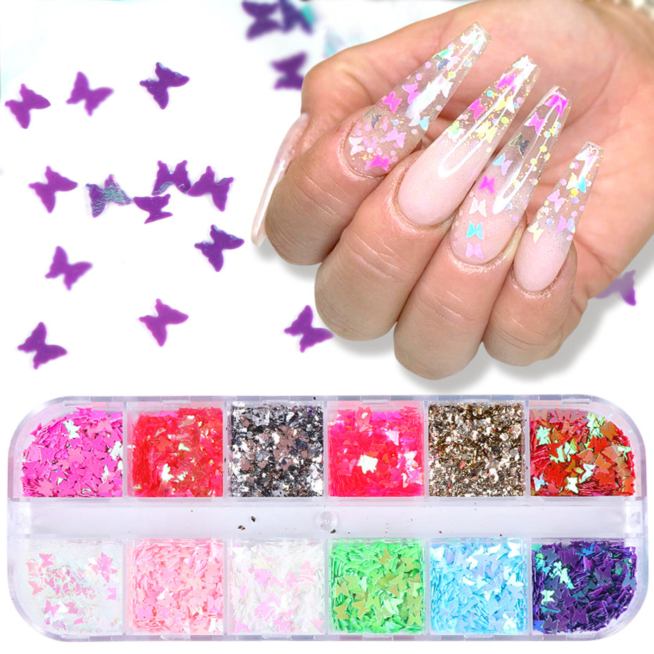 Symphony Butterfly Sequin Nail Decoration – Sparkling Nail Art Accessories