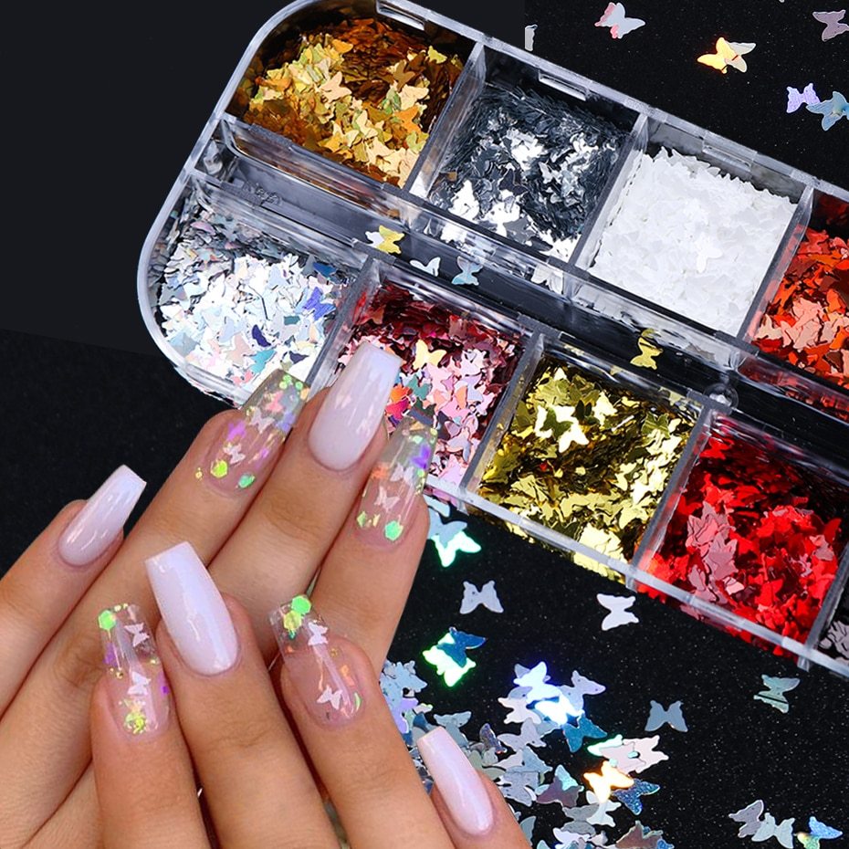 Symphony Butterfly Sequin Nail Decoration – Sparkling Nail Art Accessories