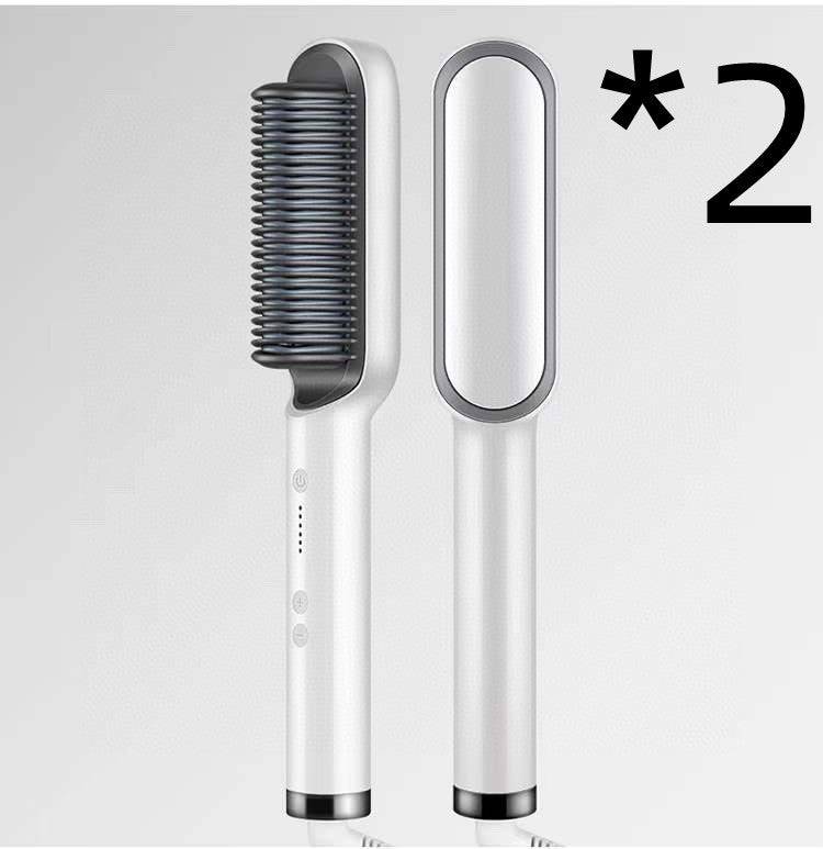2-in-1 Hair Straightener & Curling Hot Comb – Negative Ion Electric Hair Brush for Smooth & Shiny Styling