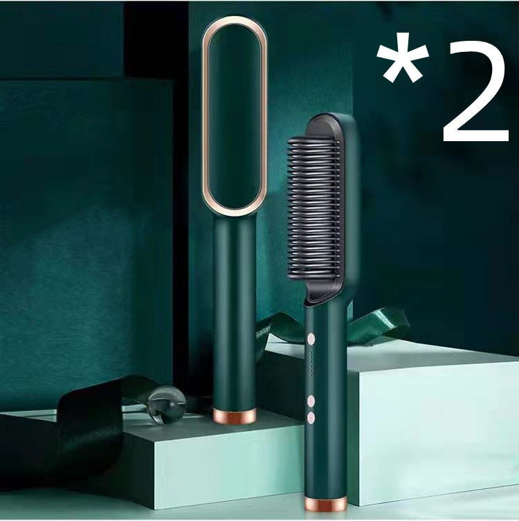 2-in-1 Hair Straightener & Curling Hot Comb – Negative Ion Electric Hair Brush for Smooth & Shiny Styling