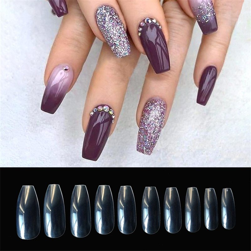 500pcs Transparent Natural Fake Nails – Full Cover Acrylic Nail Tips for DIY Manicure