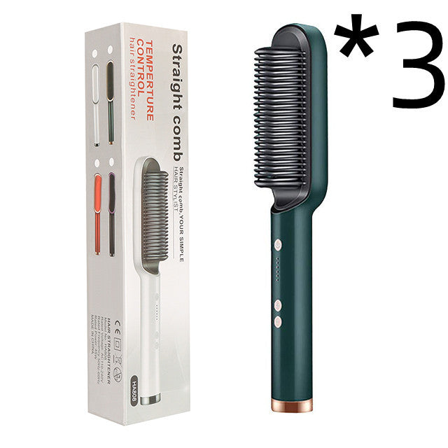 2-in-1 Hair Straightener & Curling Hot Comb – Negative Ion Electric Hair Brush for Smooth & Shiny Styling