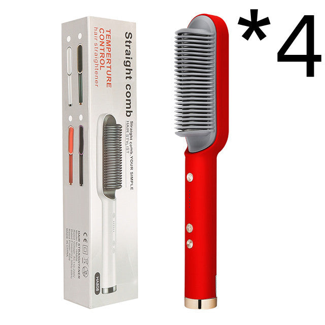 2-in-1 Hair Straightener & Curling Hot Comb – Negative Ion Electric Hair Brush for Smooth & Shiny Styling