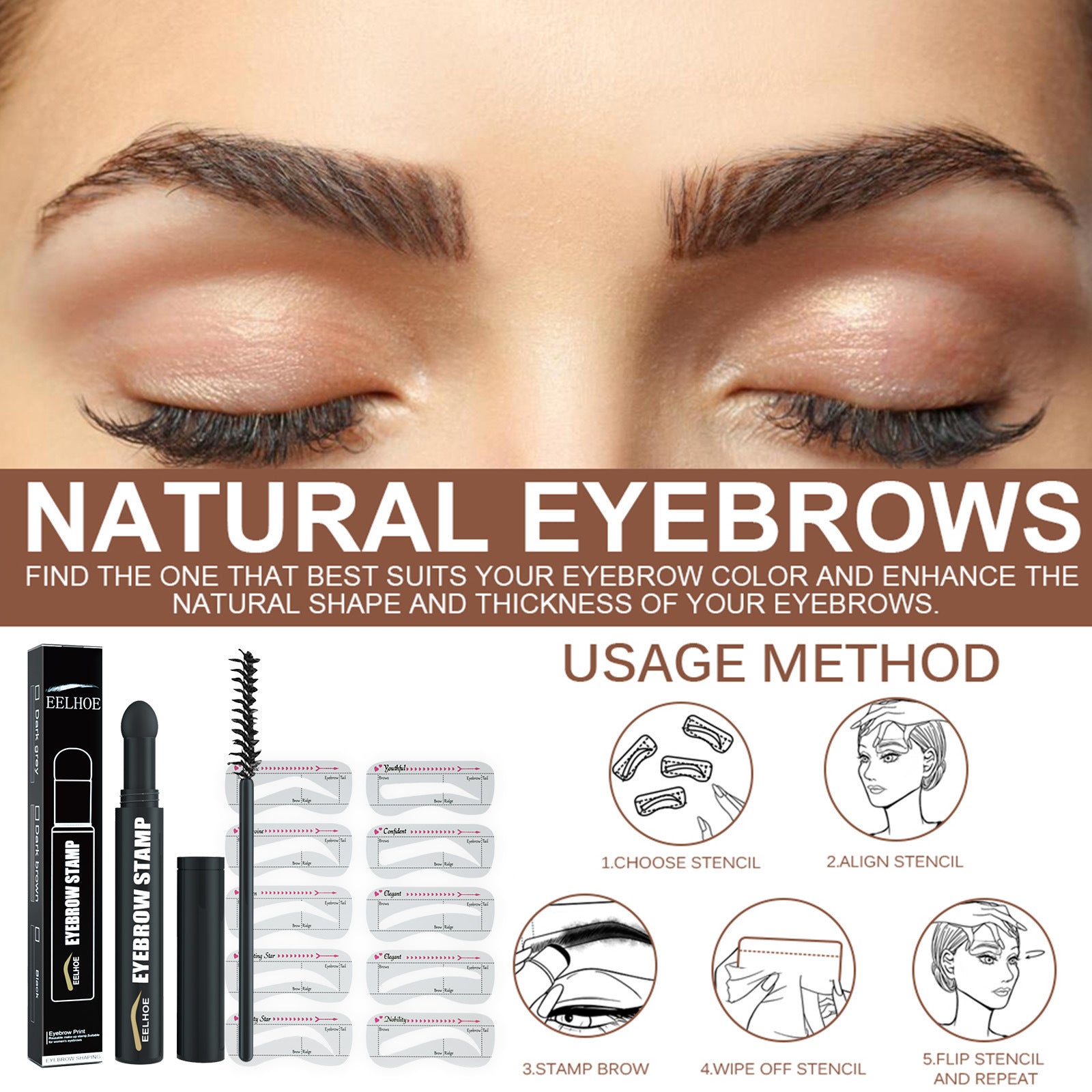 Eyebrow Stamp Pen – Quick & Easy Brow Printing Pen for Effortless, Natural-Looking Eyebrows (Lazy Girl Makeup Tool)