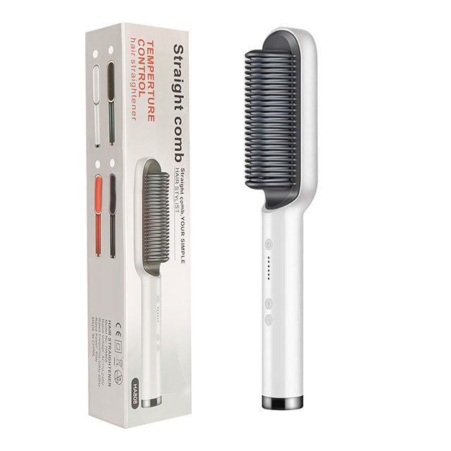 2-in-1 Hair Straightener & Curling Hot Comb – Negative Ion Electric Hair Brush for Smooth & Shiny Styling