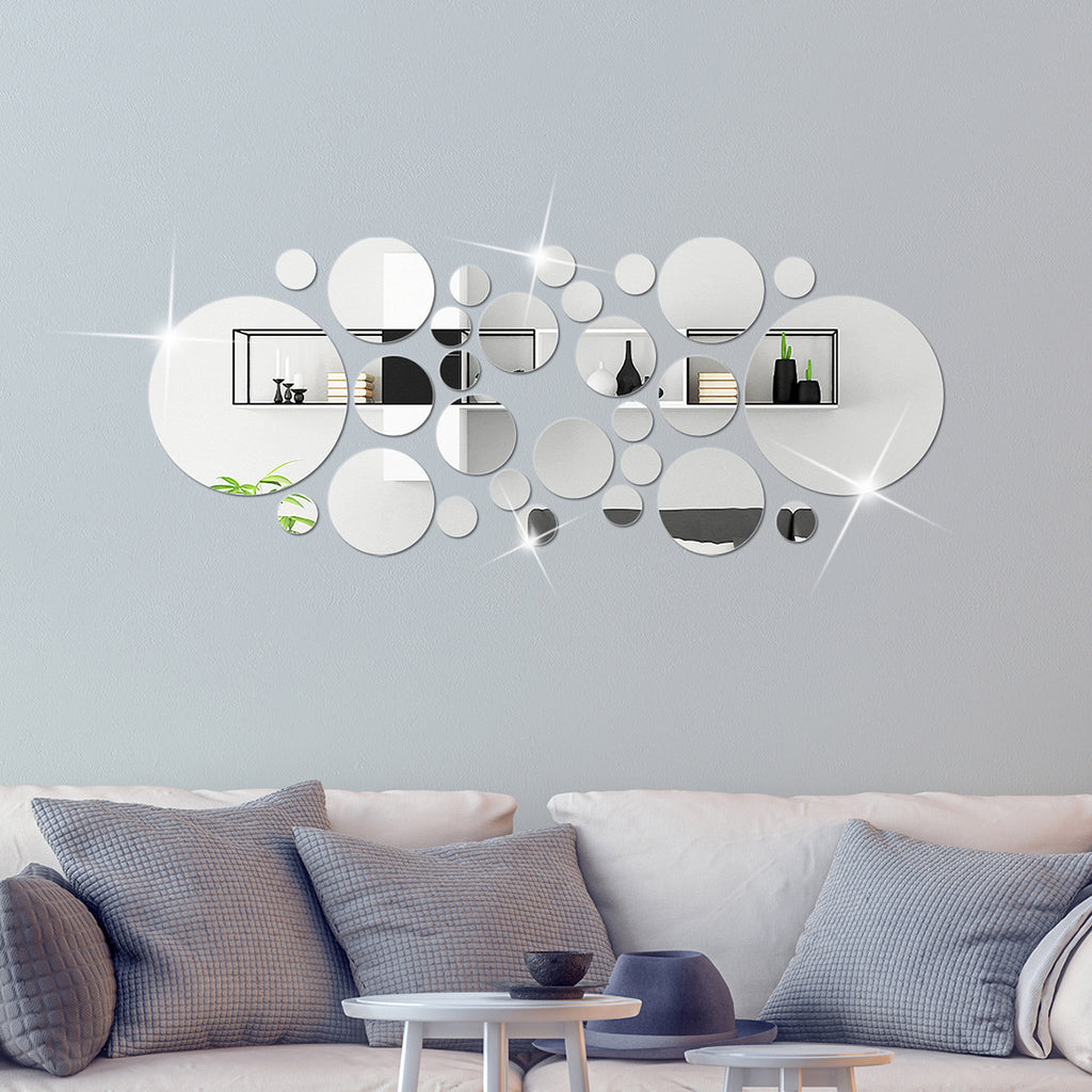 3D Acrylic Circle Mirror Wall Stickers – Big & Small Decorative Home Wall Art