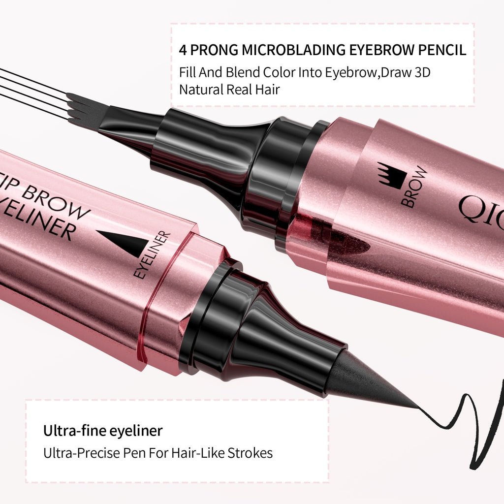 2-in-1 Eyebrow Pencil & Eyeliner – Double-Headed Four-Fork Liquid Brow Pen with Micro-Carved Tip for Natural & Defined Eye Makeup