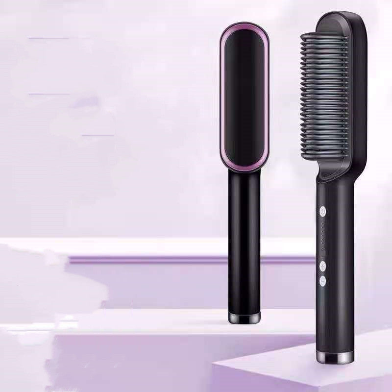 2-in-1 Hair Straightener & Curling Hot Comb – Negative Ion Electric Hair Brush for Smooth & Shiny Styling