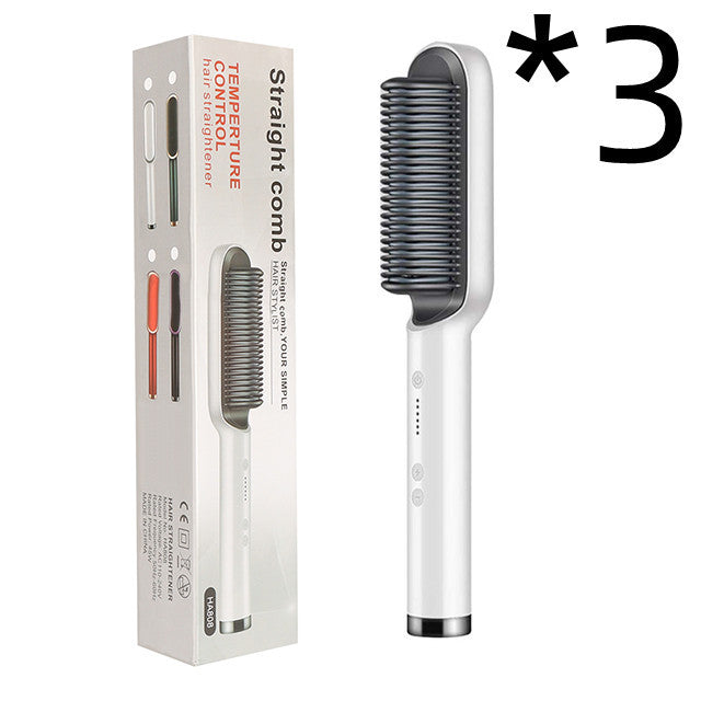 2-in-1 Hair Straightener & Curling Hot Comb – Negative Ion Electric Hair Brush for Smooth & Shiny Styling