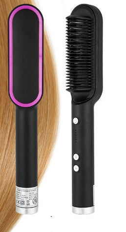 2-in-1 Hair Straightener & Curling Hot Comb – Negative Ion Electric Hair Brush for Smooth & Shiny Styling
