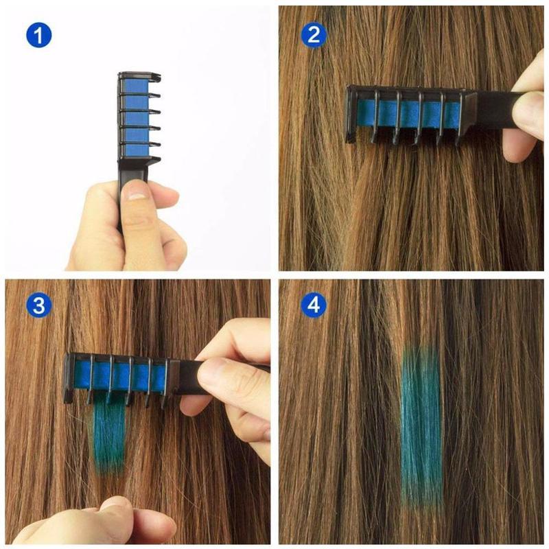Temporary Hair Color Crayons – Mini Disposable Dye Chalk with Brush for Easy Styling