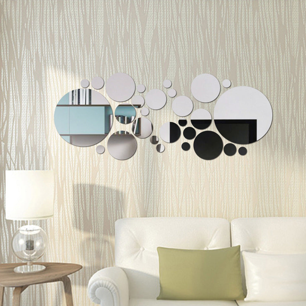 3D Acrylic Circle Mirror Wall Stickers – Big & Small Decorative Home Wall Art