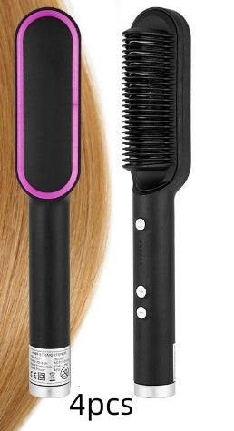 2-in-1 Hair Straightener & Curling Hot Comb – Negative Ion Electric Hair Brush for Smooth & Shiny Styling