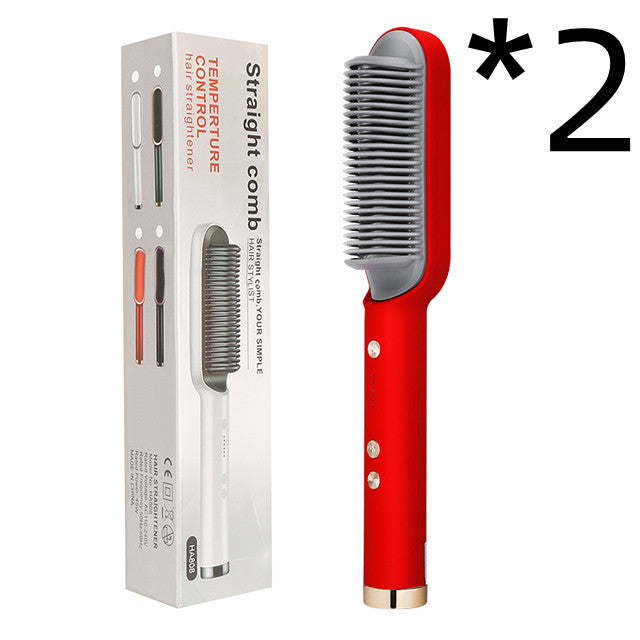 2-in-1 Hair Straightener & Curling Hot Comb – Negative Ion Electric Hair Brush for Smooth & Shiny Styling