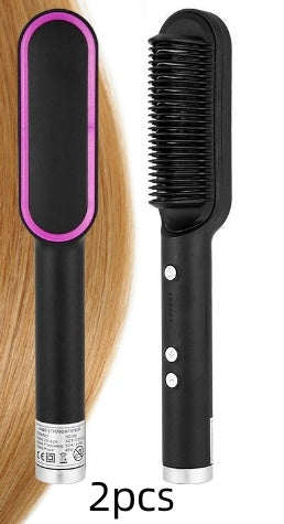 2-in-1 Hair Straightener & Curling Hot Comb – Negative Ion Electric Hair Brush for Smooth & Shiny Styling
