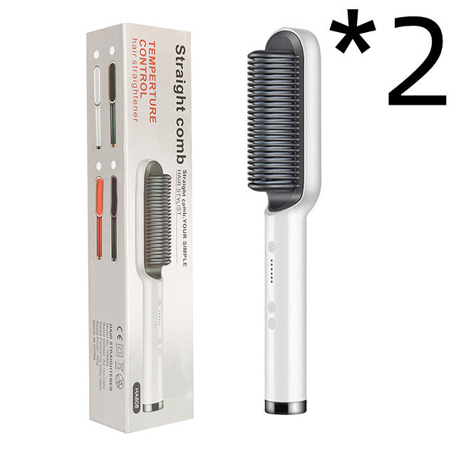 2-in-1 Hair Straightener & Curling Hot Comb – Negative Ion Electric Hair Brush for Smooth & Shiny Styling